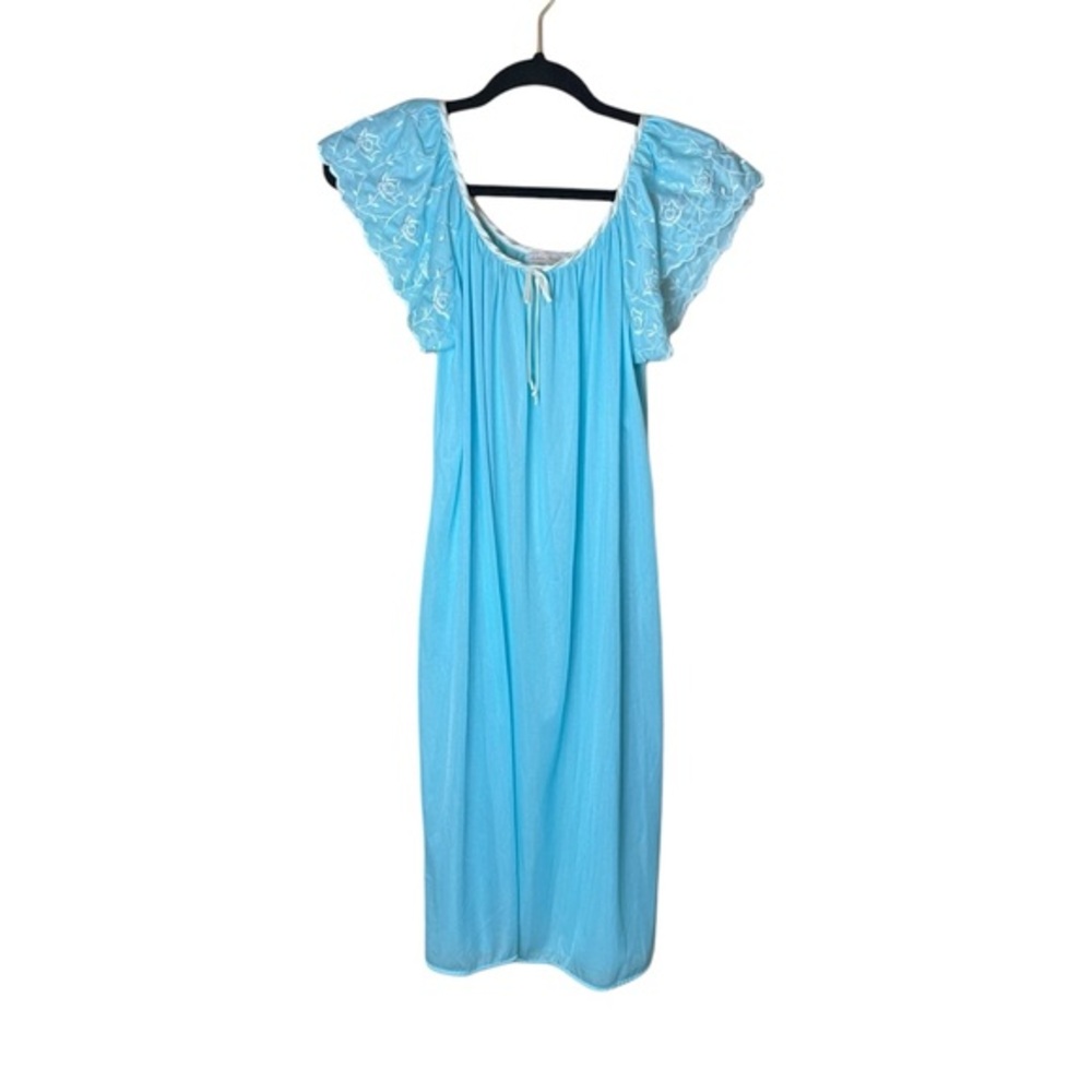 Vintage Dara-Jane New York Blue‎ Nightgown Sleep Gown Size Medium Bridal